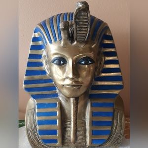 Vintage solid brass King tut bust